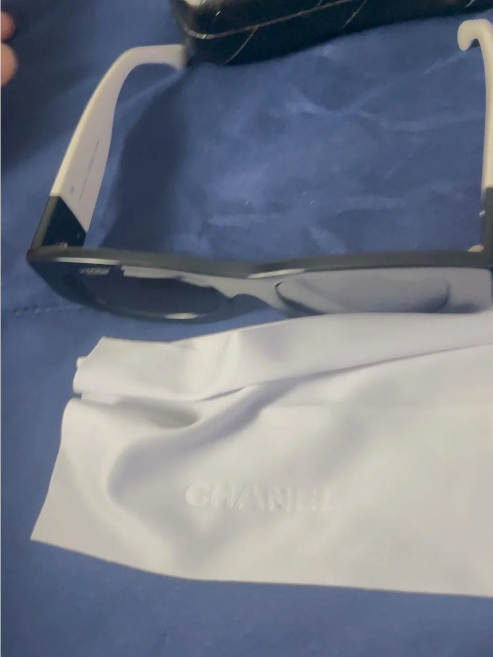 CHANEL Black Rectangular Sunglasses with Dark Lenses